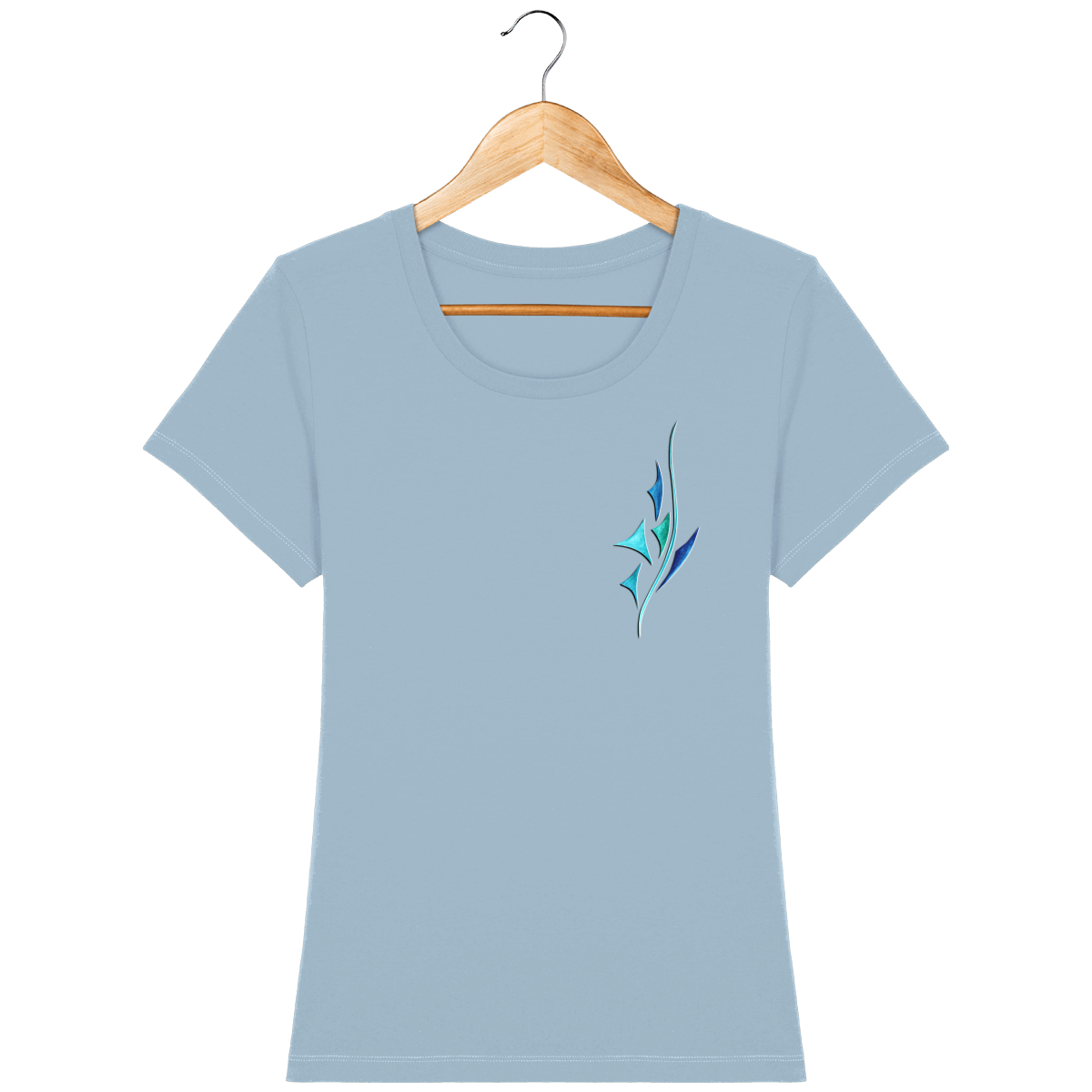 T-shirt coton bio confortable design turquoise