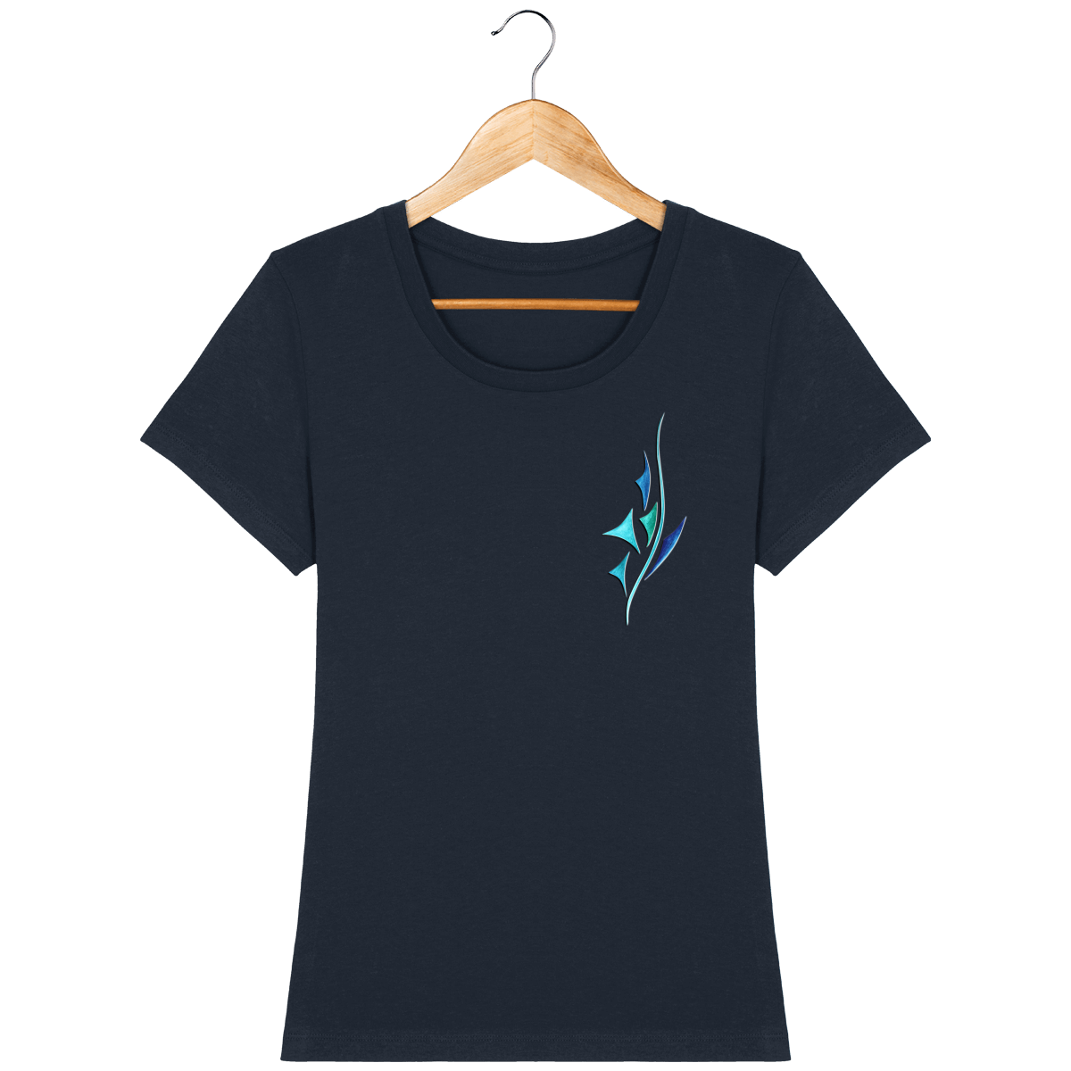 T-shirt coton bio confortable design turquoise