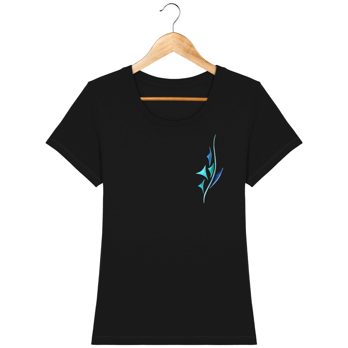 T-shirt coton bio confortable design turquoise