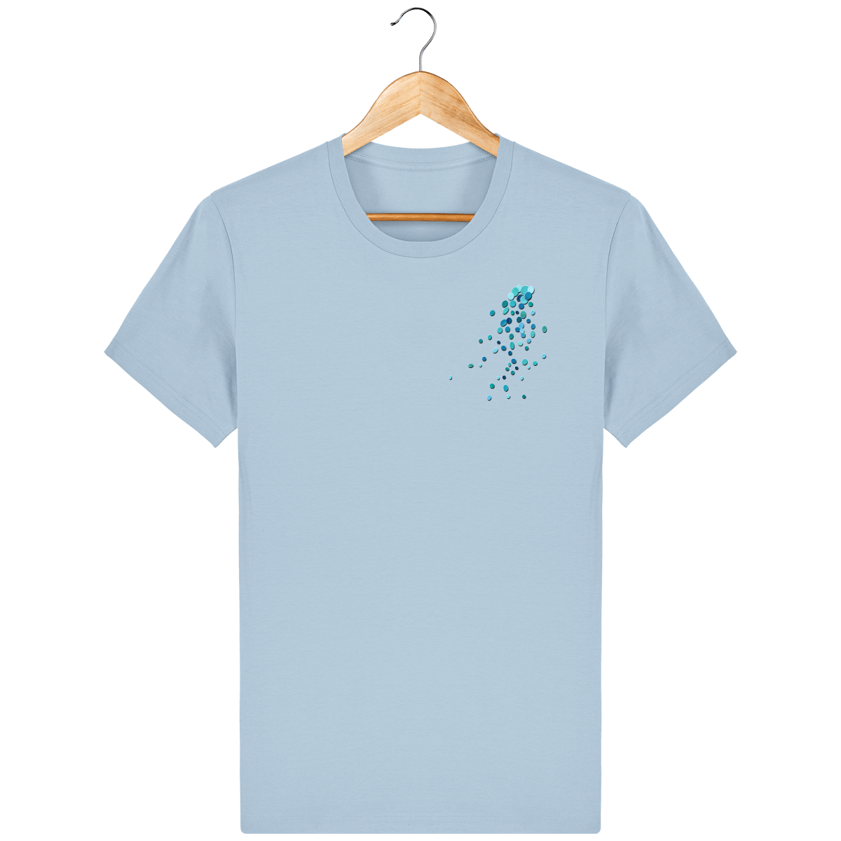 T-shirt coton bio confortable design turquoise