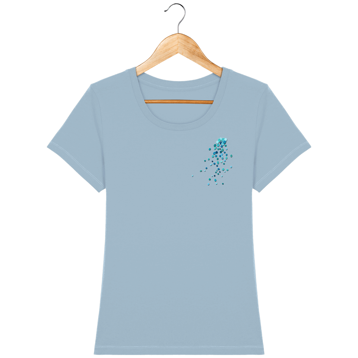 T-shirt en coton bio coupe féminine confortable design turquoise