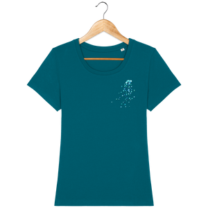 T-shirt en coton bio coupe féminine confortable design turquoise