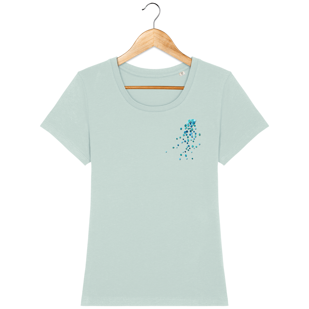 T-shirt en coton bio coupe féminine confortable design turquoise