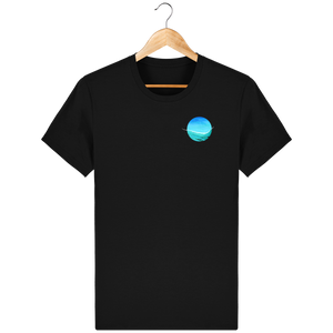 T-shirt noir en coton bio confortable - design turquoise