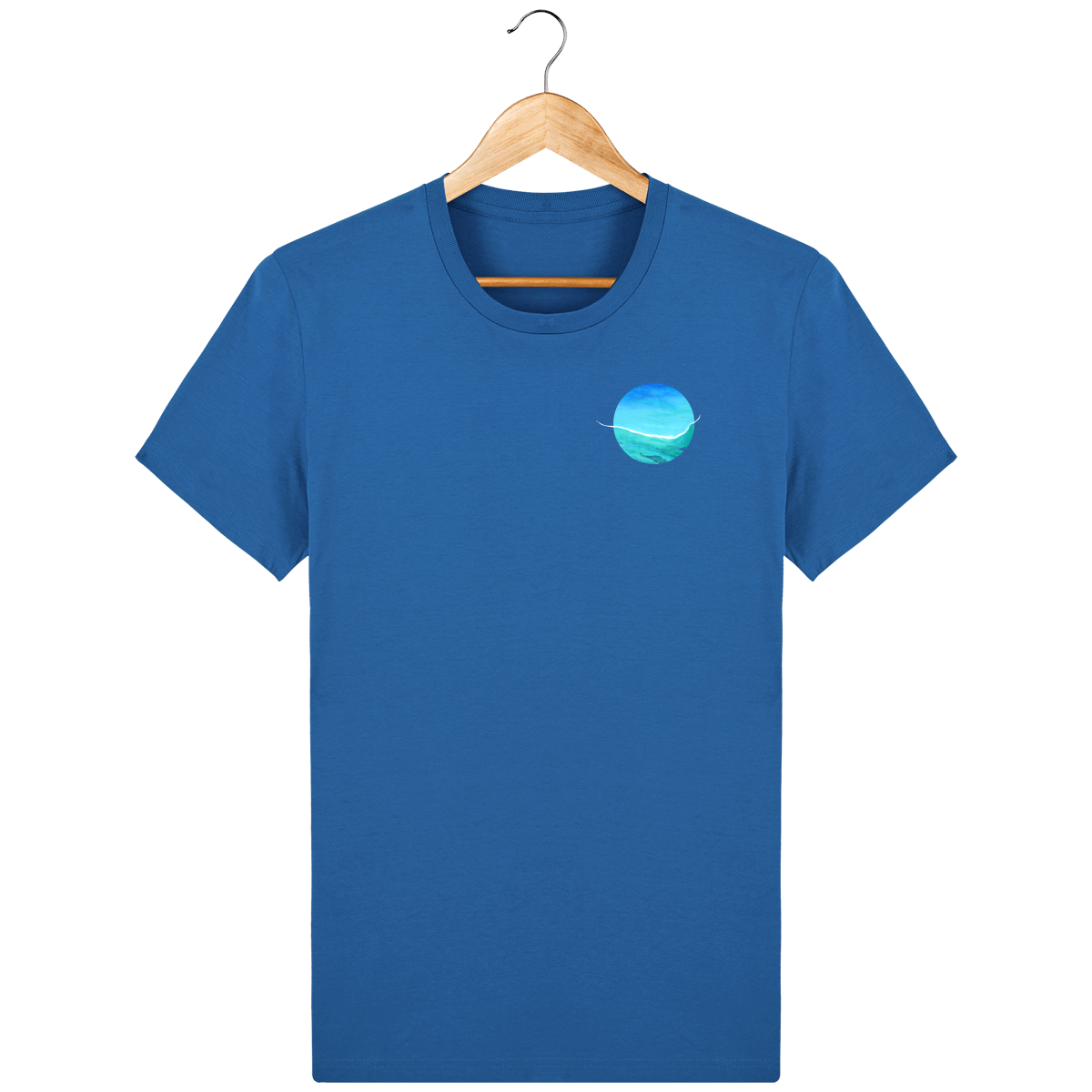 T-shirt bleu en coton bio confortable - design turquoise