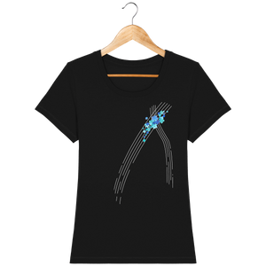 T-shirt noir coton bio confortable design turquoise