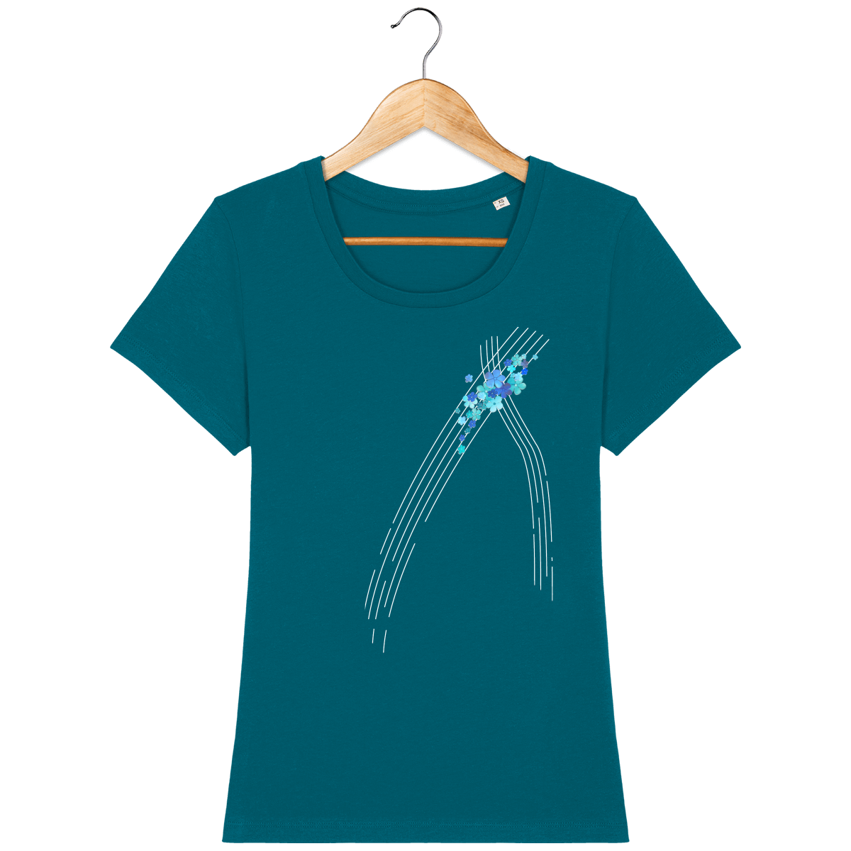 T-shirt coton bio confortable design turquoise