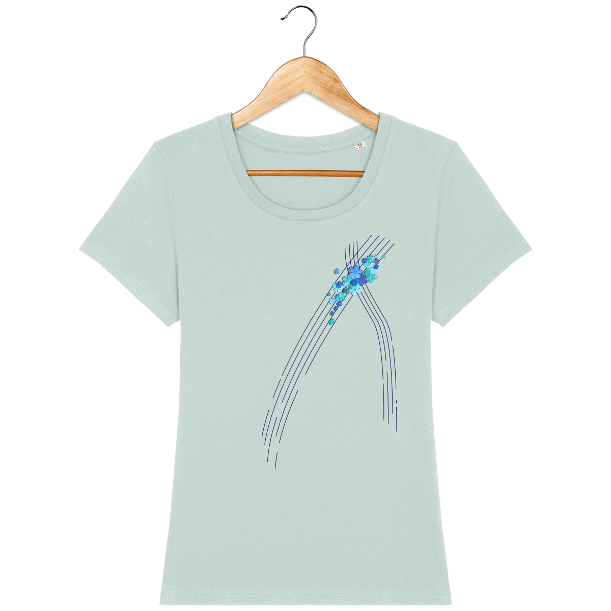 T-shirt coton bio confortable design turquoise