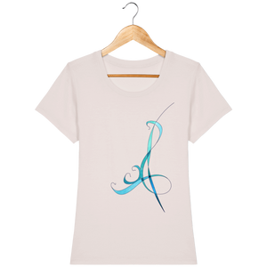 T-shirt blanc vintage coton bio confortable design turquoise