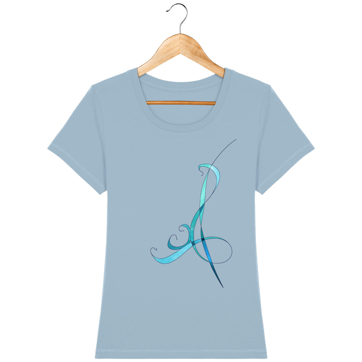 T-shirt coton bio confortable design turquoise