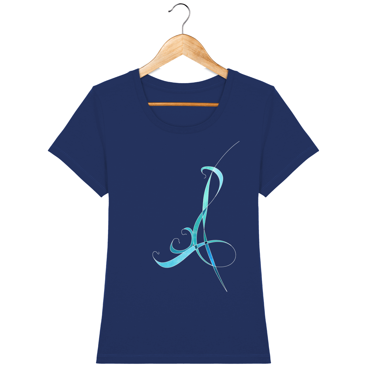 T-shirt coton bio confortable design turquoise