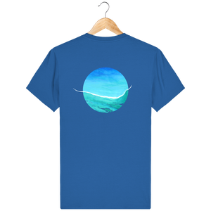 T-shirt bleu en coton bio confortable - design turquoise - dos