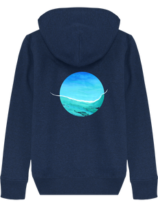 Sweat enfant bleu en coton bio et polyester recyclé - doux et confortable - dos