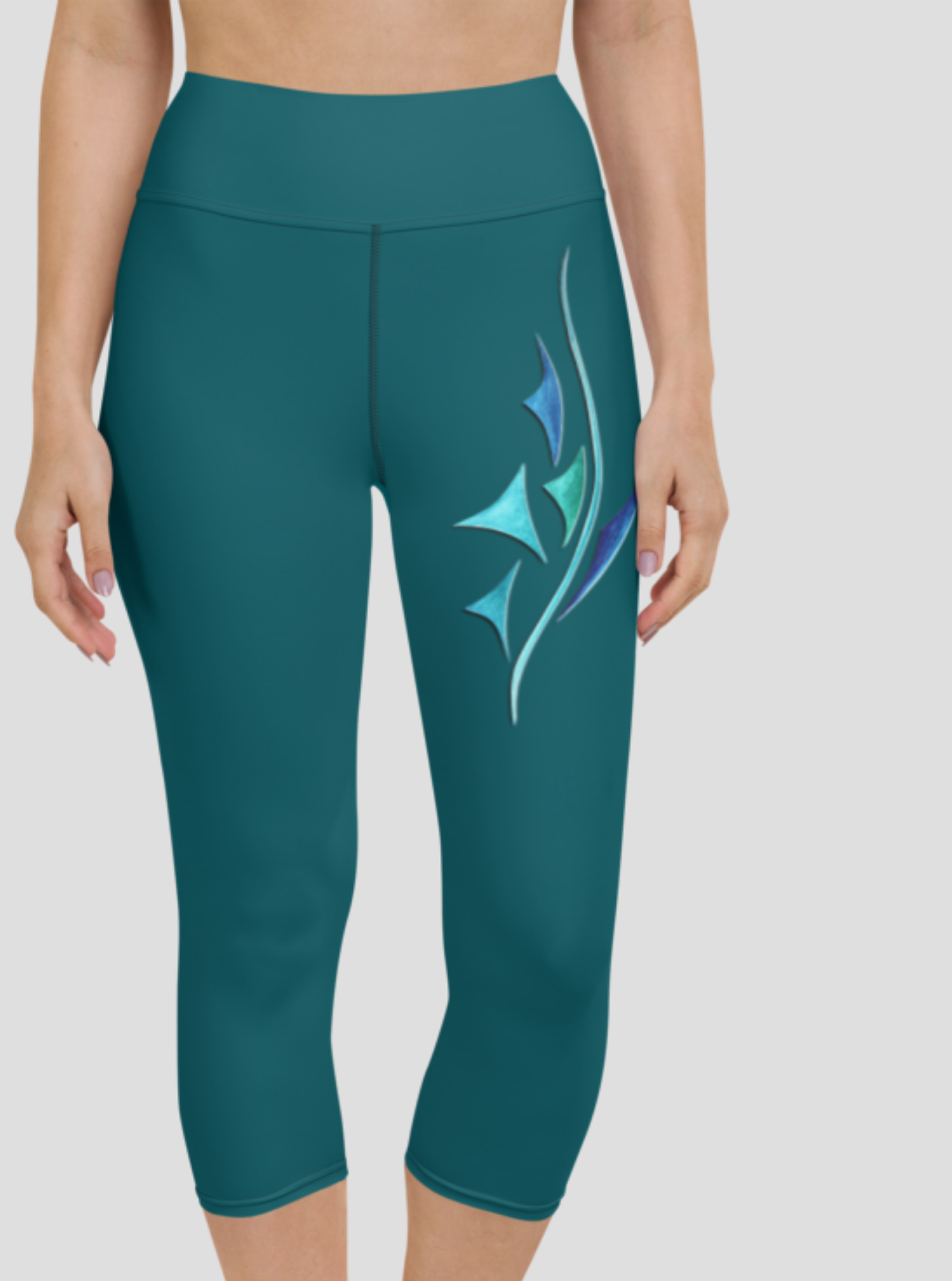 Legging Yoga court au motif inspiré de peintures personnelles