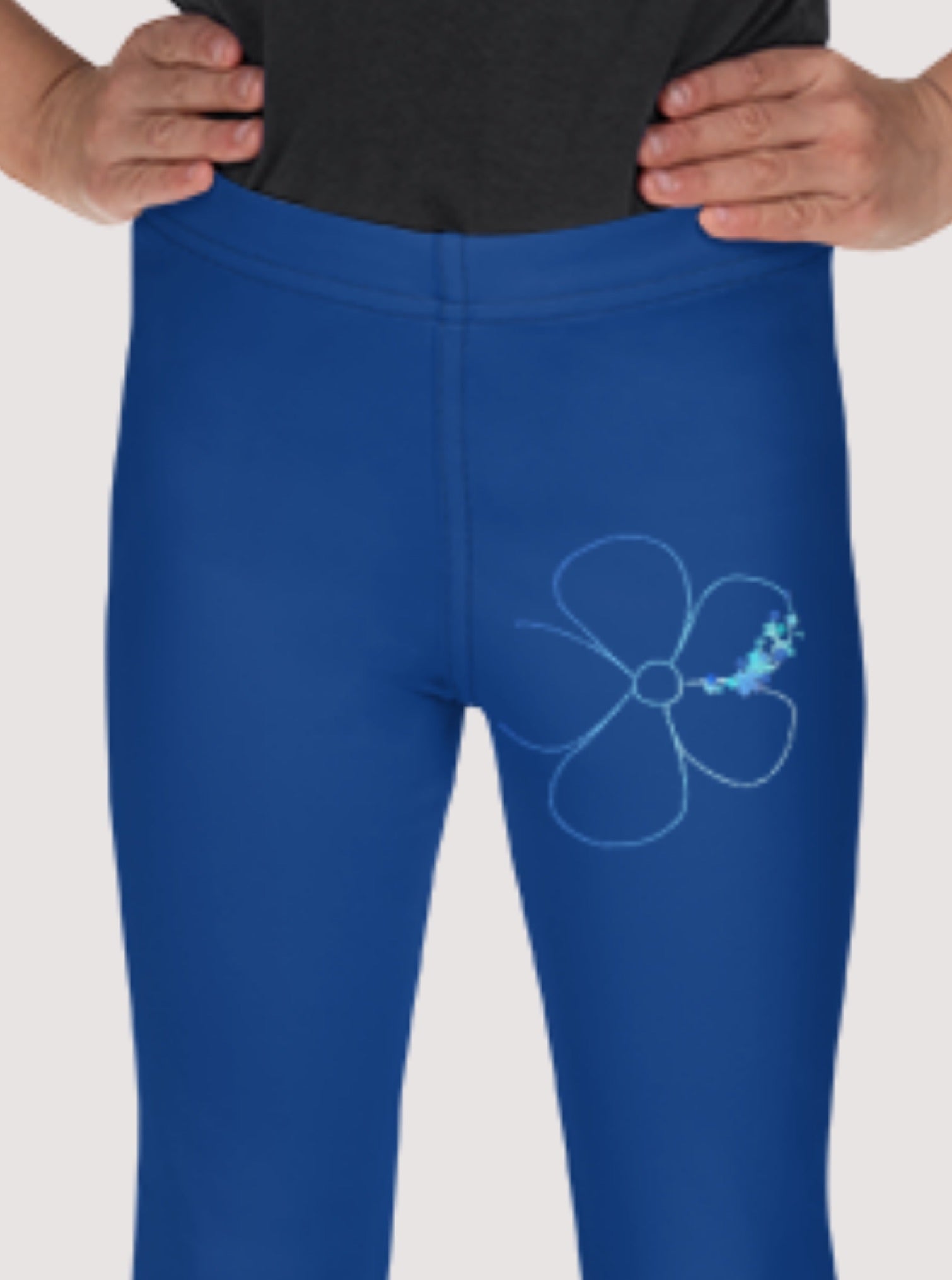 Legging enfant bleu - doux et confortable  - design fleuri