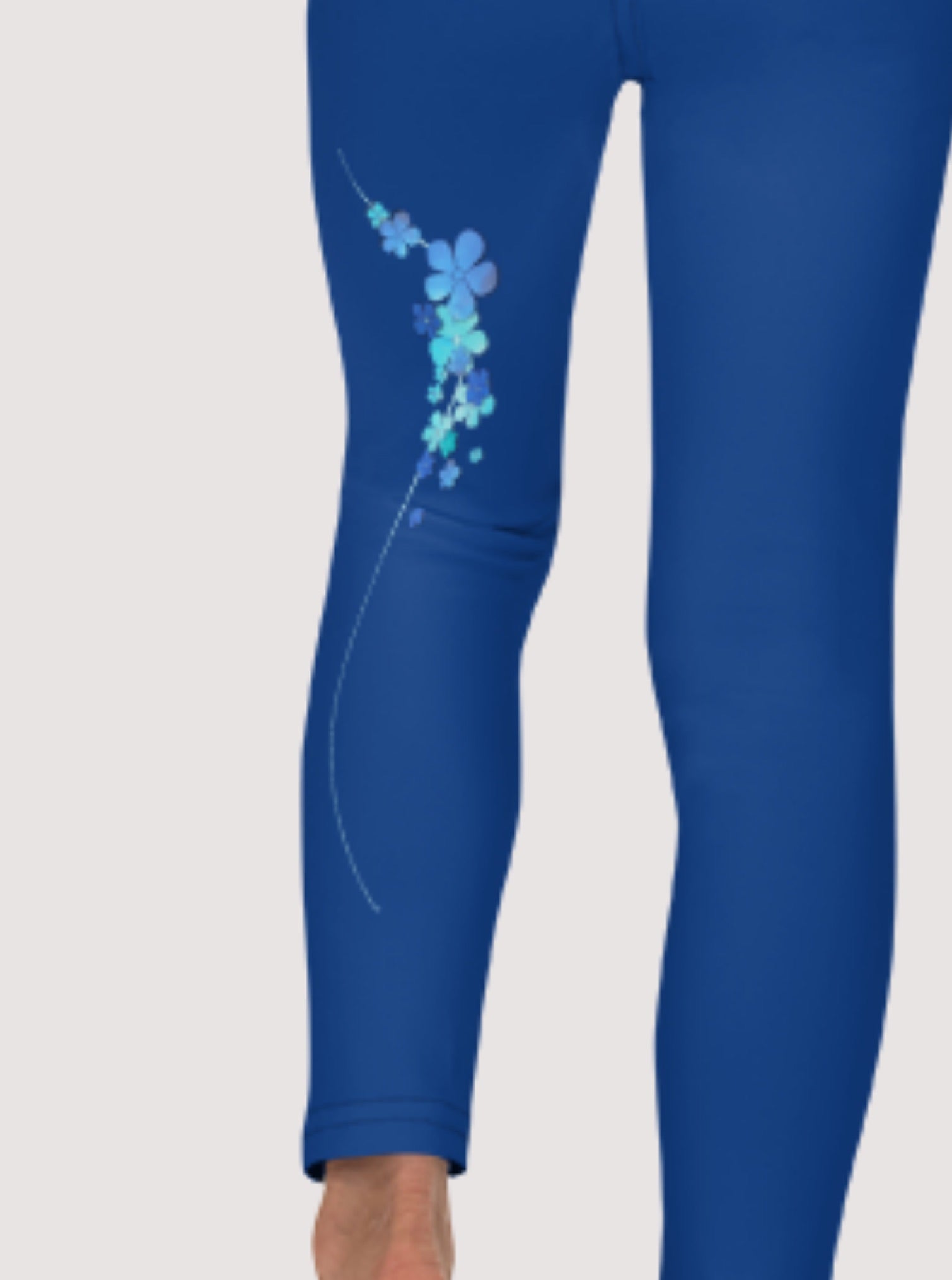 Legging enfant bleu - doux et confortable  - design fleurs - dos