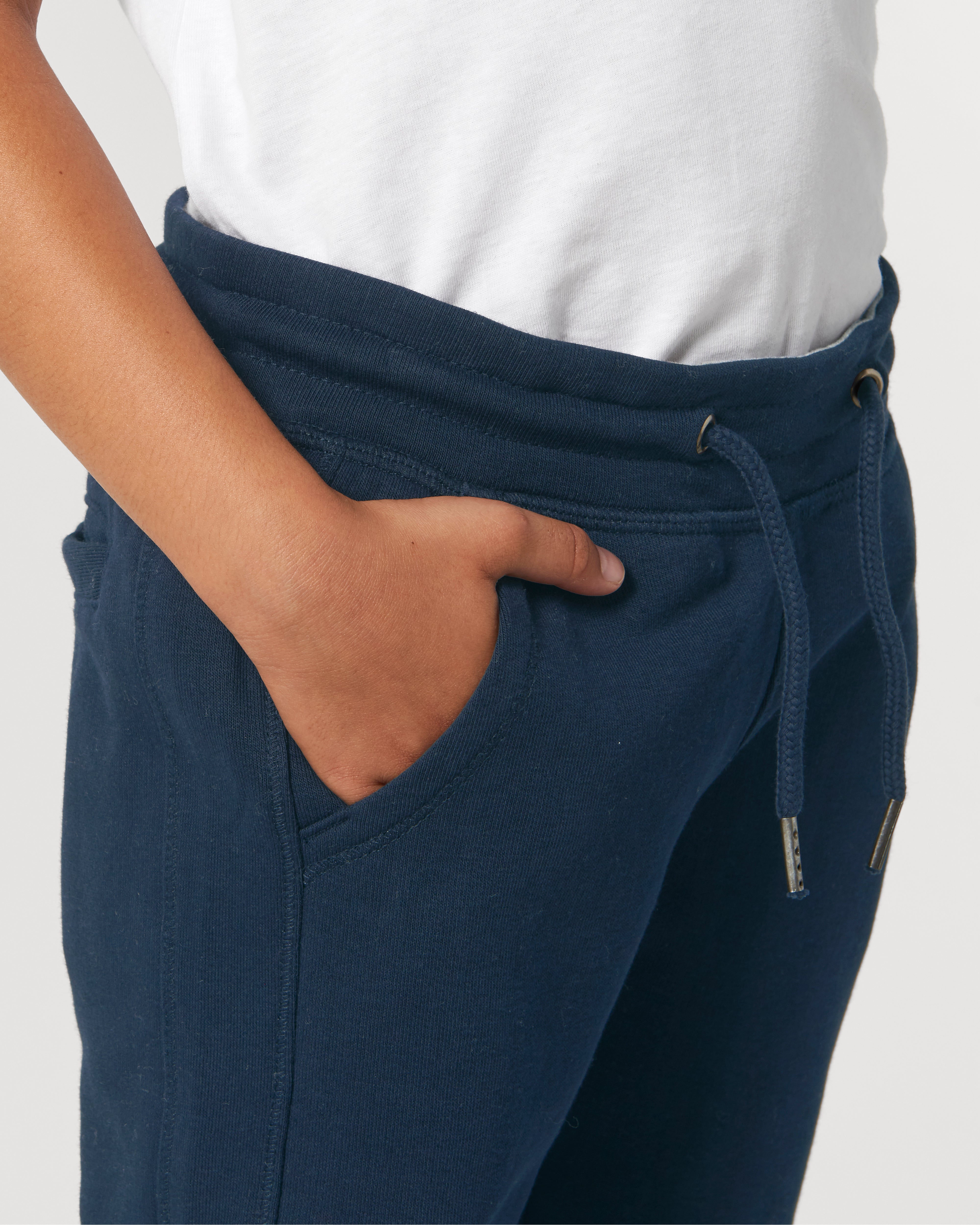 pantalon jogging enfant bleu marin motif fleuri - détail