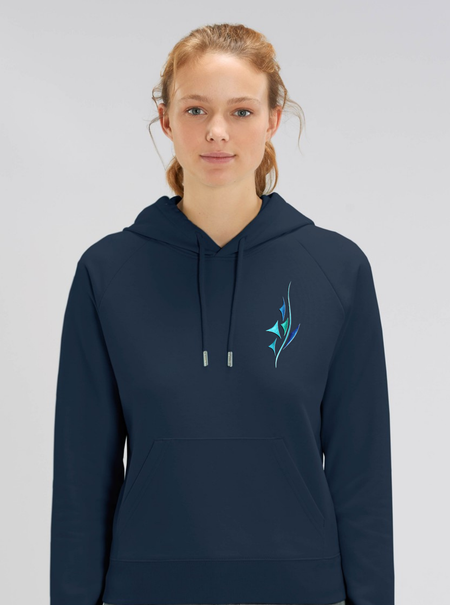 Sweat à capuche bleu marin motif lumineux 