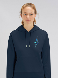 Sweat à capuche bleu marin motif lumineux 