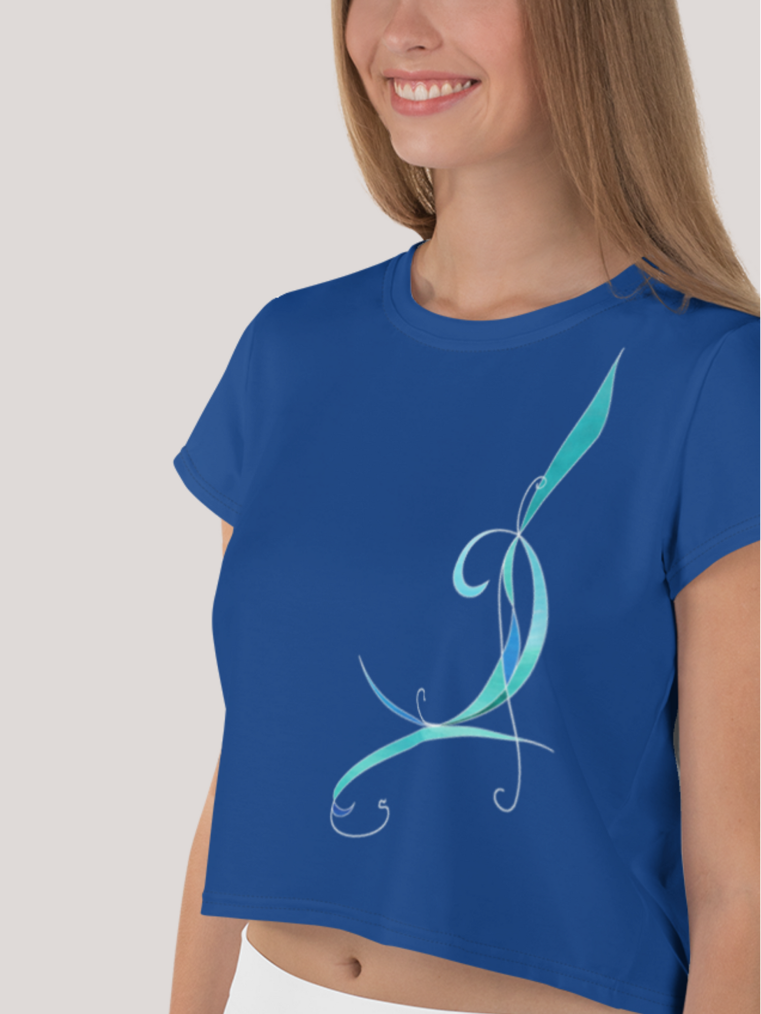 T-shirt court très doux - motif turquoise inspiré de l'Art Nouveau  