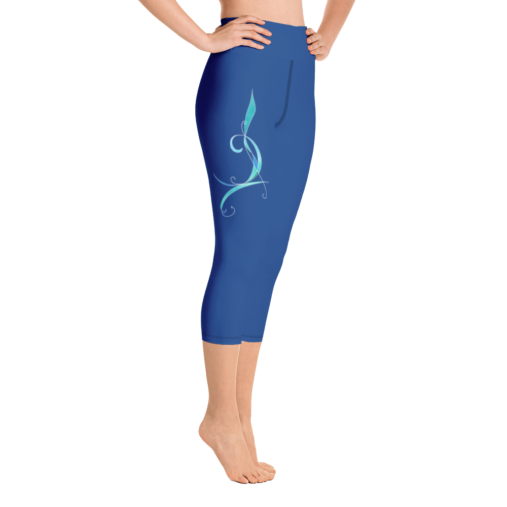 Legging de yoga court bleu souple et confortable  - création originale