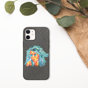 coque i-phone écolo et biodégradable - motif design - visage peint au couteau