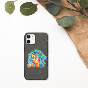 coque i-phone écolo et biodégradable - motif design - visage peint au couteau