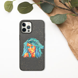 coque i-phone écolo et biodégradable - motif design - visage peint au couteau