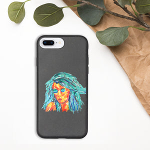 coque i-phone écolo et biodégradable - motif design - visage peint au couteau