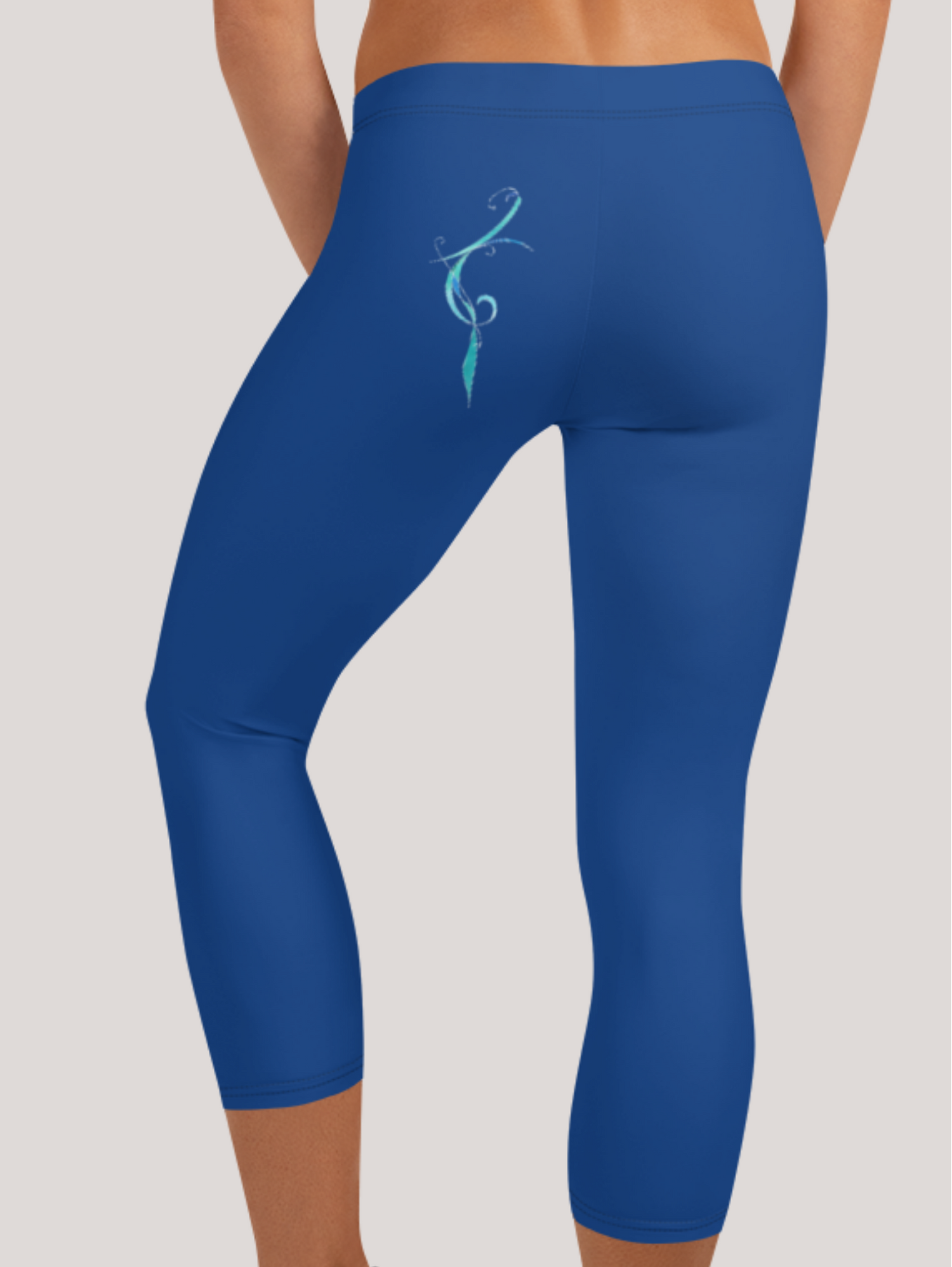 legging court doux et confortable design turquoise - dos