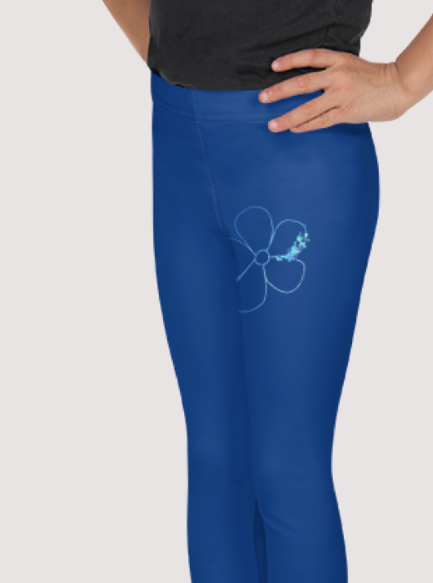 Legging enfant bleu - doux et confortable  - design fleurs 