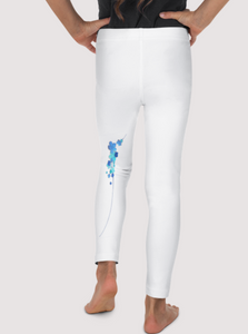 Legging enfant blanc - doux et confortable  - design fleurs - dos