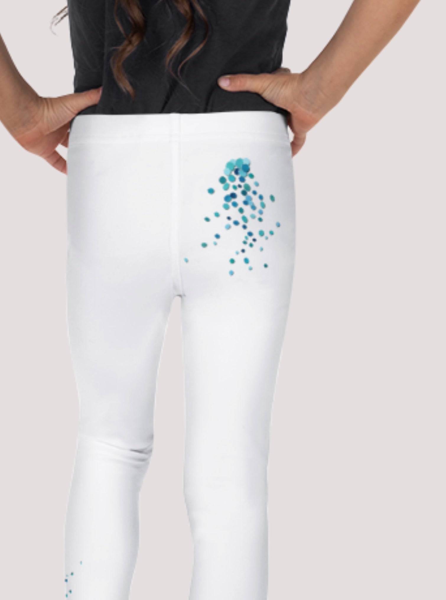 Legging enfant blanc - doux et confortable  - design fleurs - dos