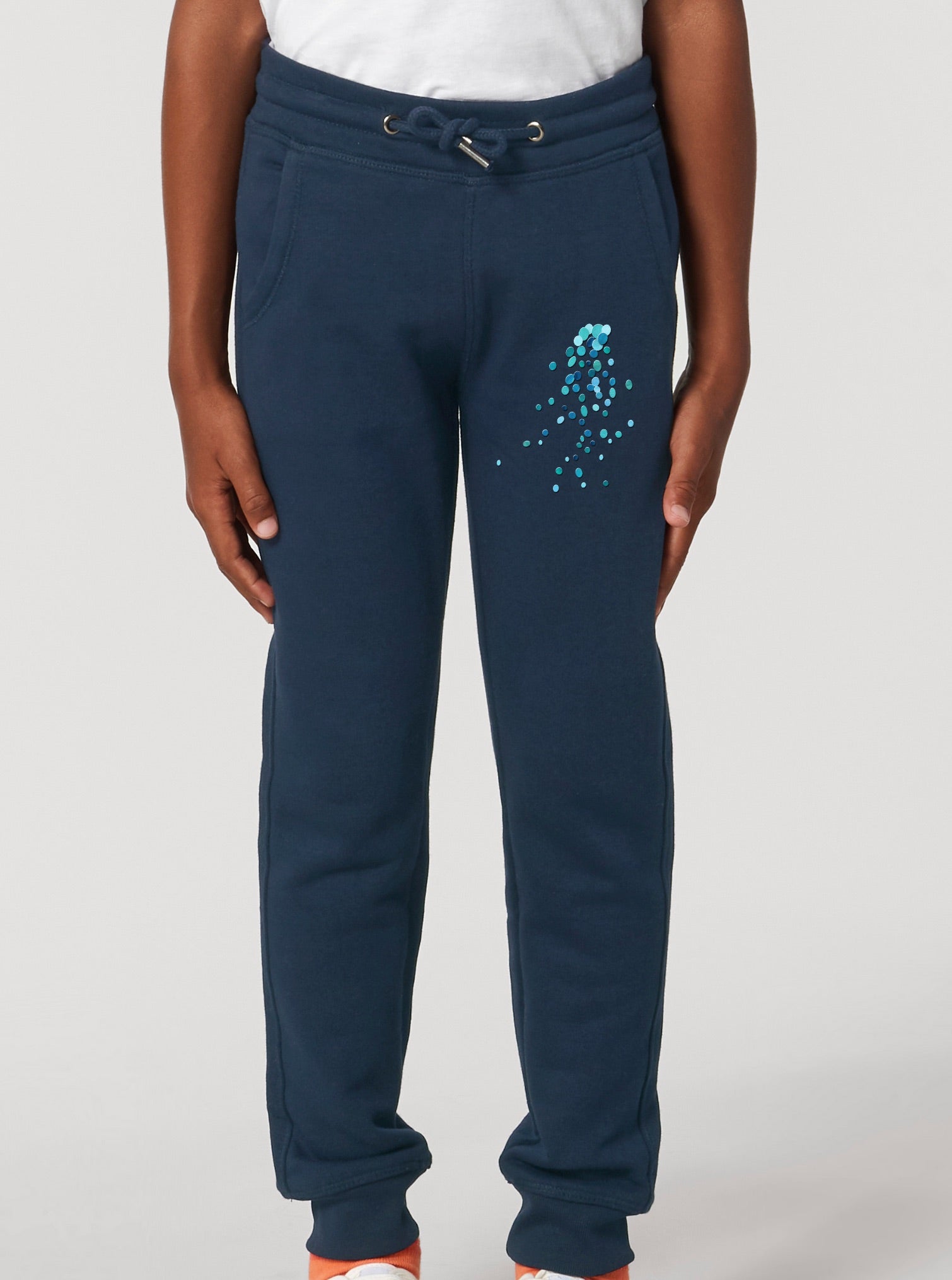 pantalon jogging enfant bleu marin doux et confortable - détail